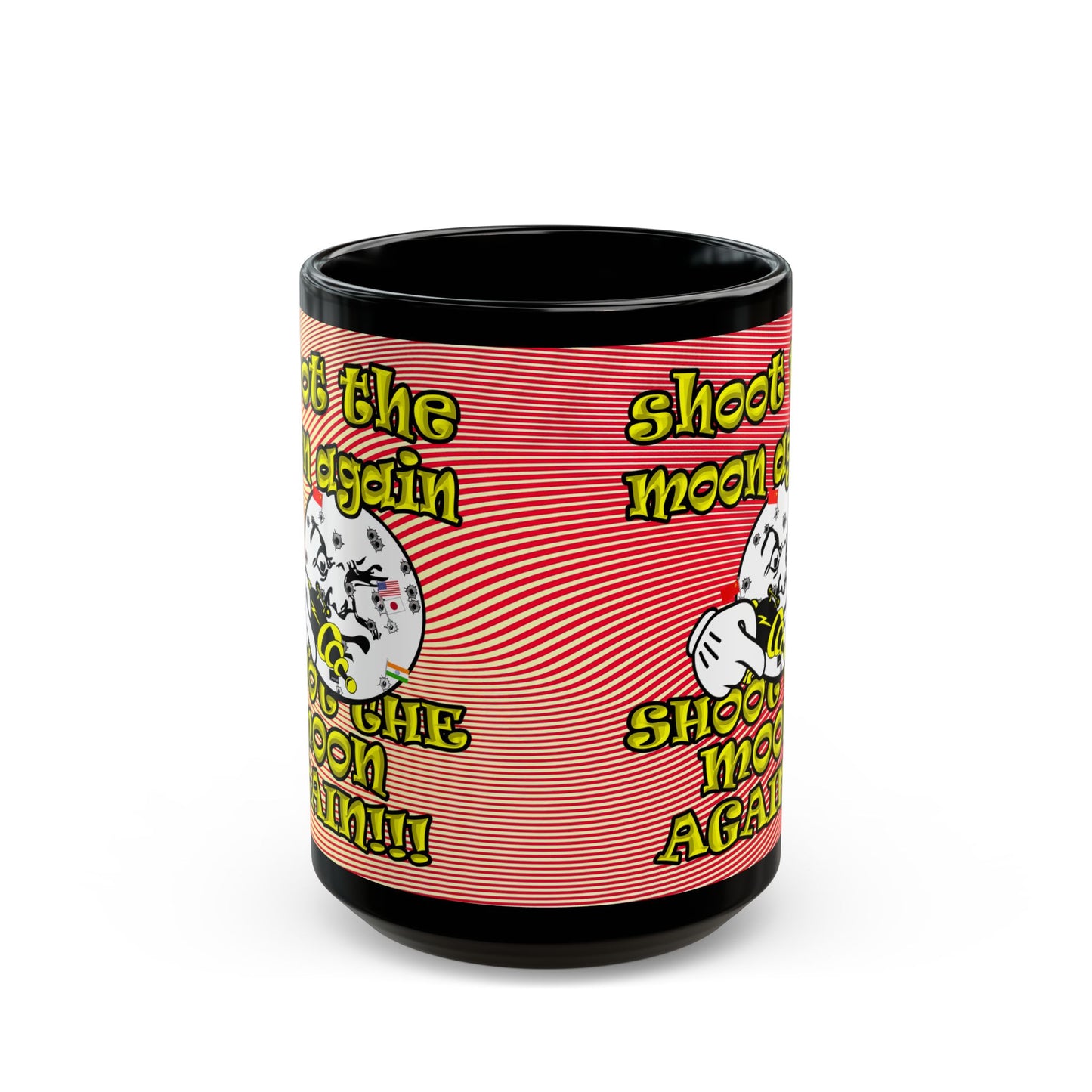 shoot the moon again - Black Mug (yellow-orange wave)