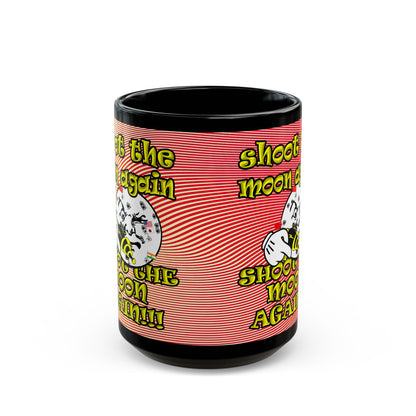 shoot the moon again - Black Mug (yellow-orange wave)