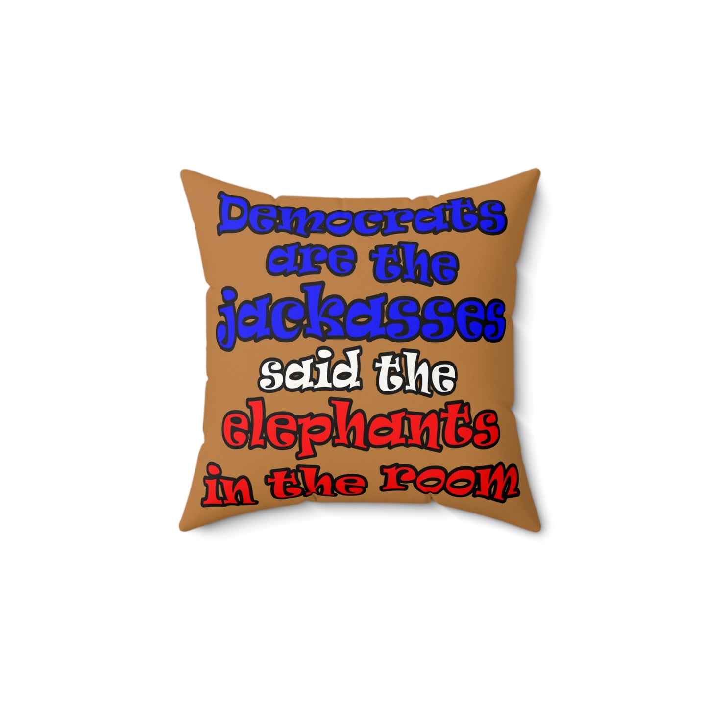 donkeys and elephants - Faux Suede Square Pillow - (light brown)