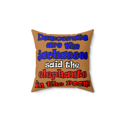 donkeys and elephants - Faux Suede Square Pillow - (light brown)