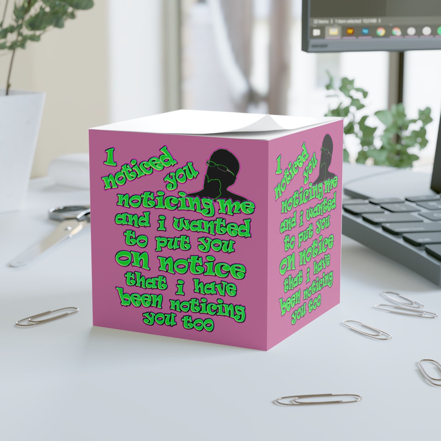 noticed you noticing - note cube (light pink)