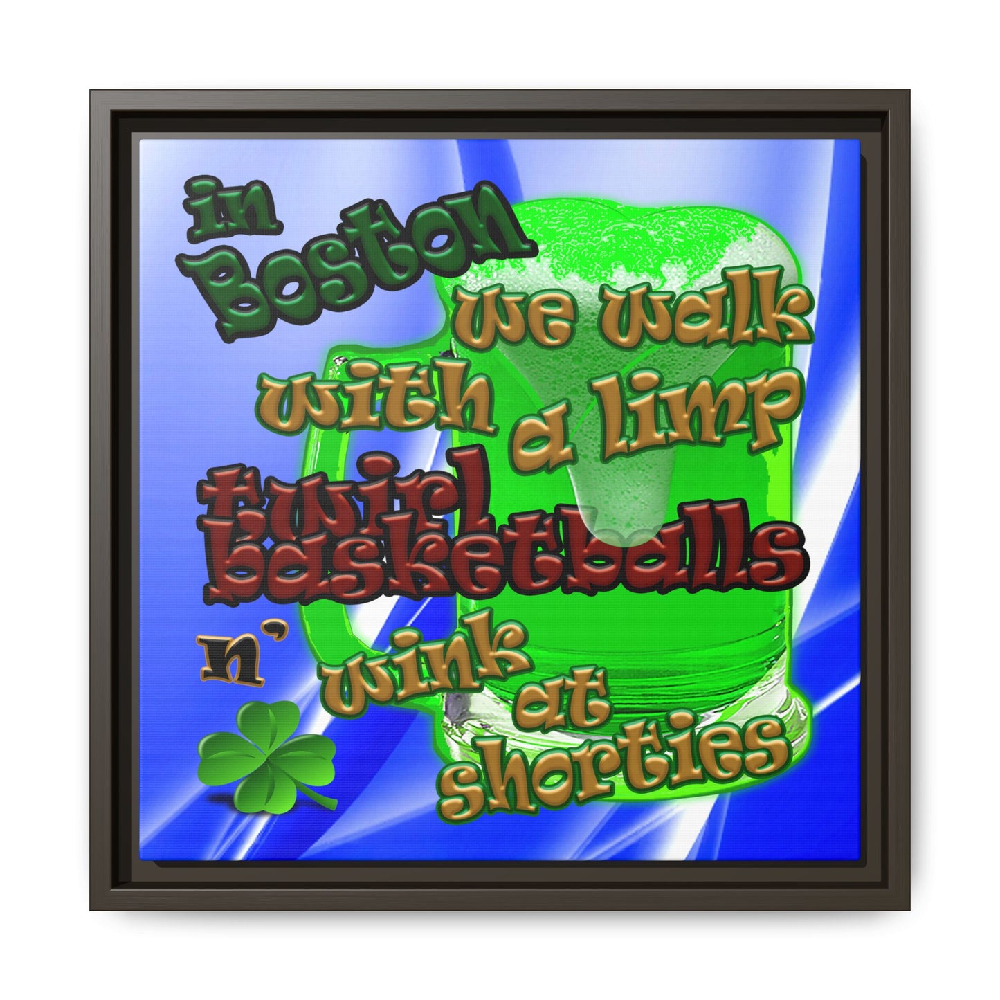 celtics logo - framed canvas art (blue-white wave)