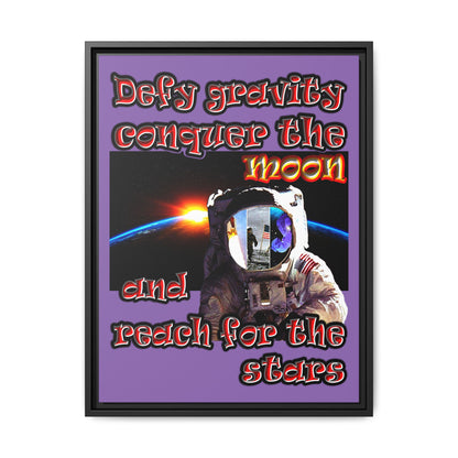 defy conquer reach - framed canvas art (light purple)