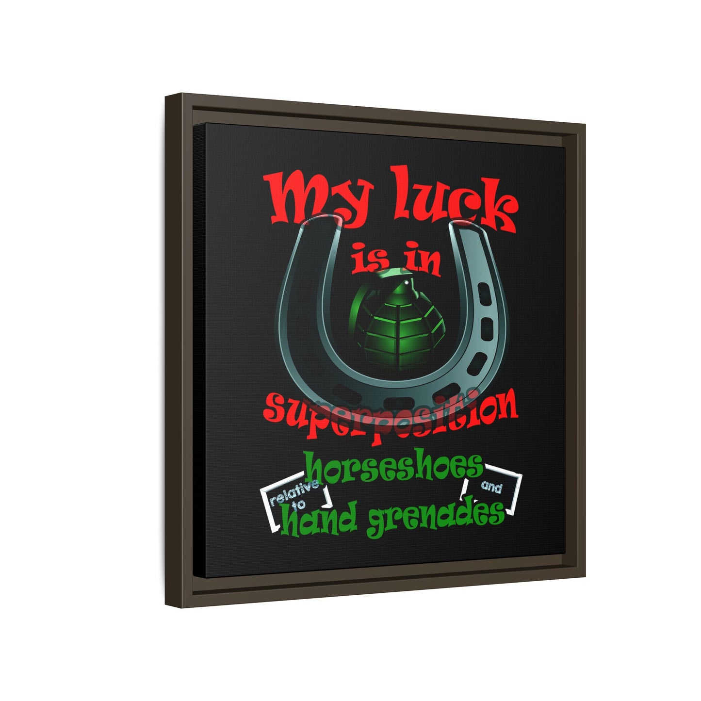 my luck - framed canvas art (black)