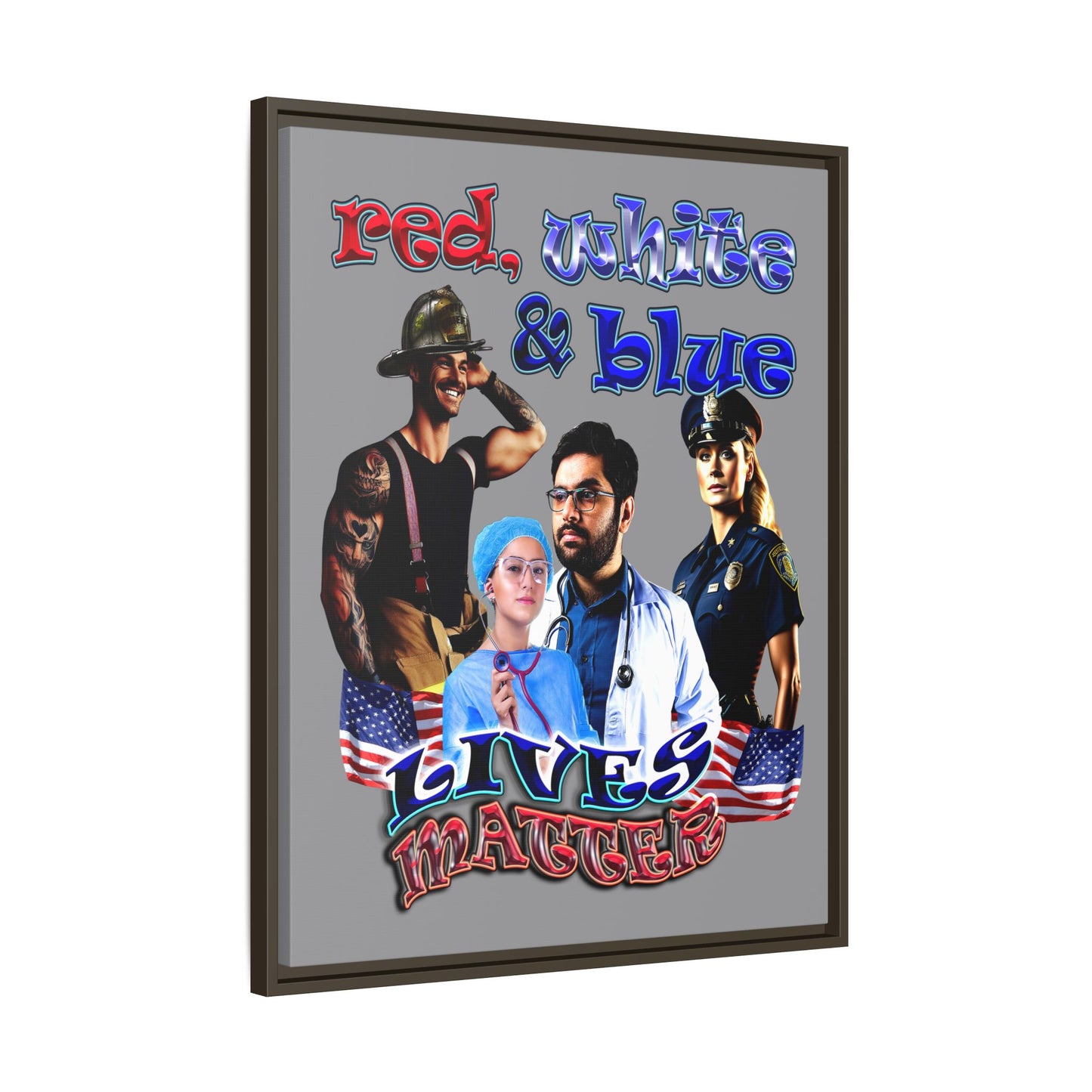rw&b lives matter - framed canvas art (grey)