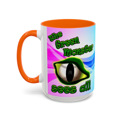 green monster - Accent Mug (light blue-pink wave)