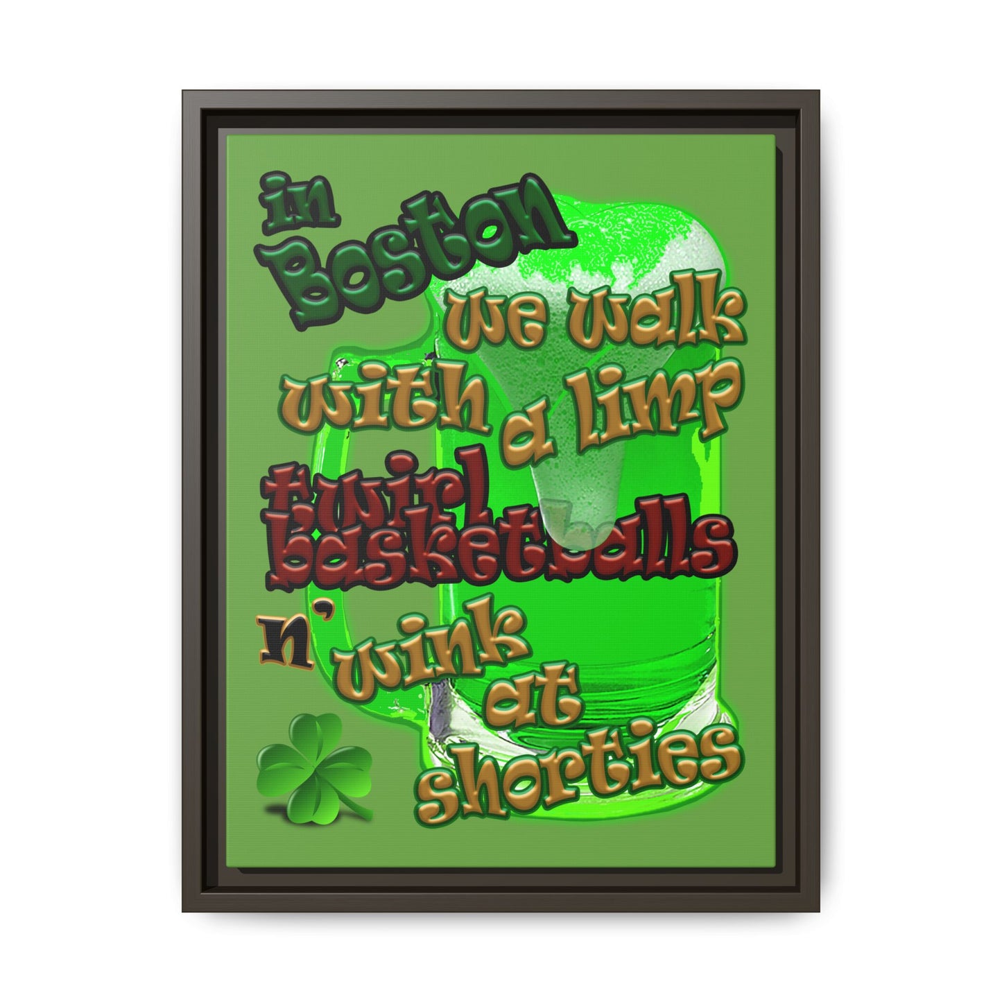 celtics logo - framed canvas art (green)