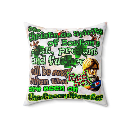 christmas spirits of boston - Faux Suede Square Pillow - (white marble)