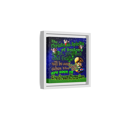 christmas spirits of boston - framed canvas art ('snoops' background)