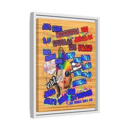 drop the beat - framed canvas art (butterscotch wood finish)