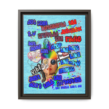 drop the beat - framed canvas art (faded blue)