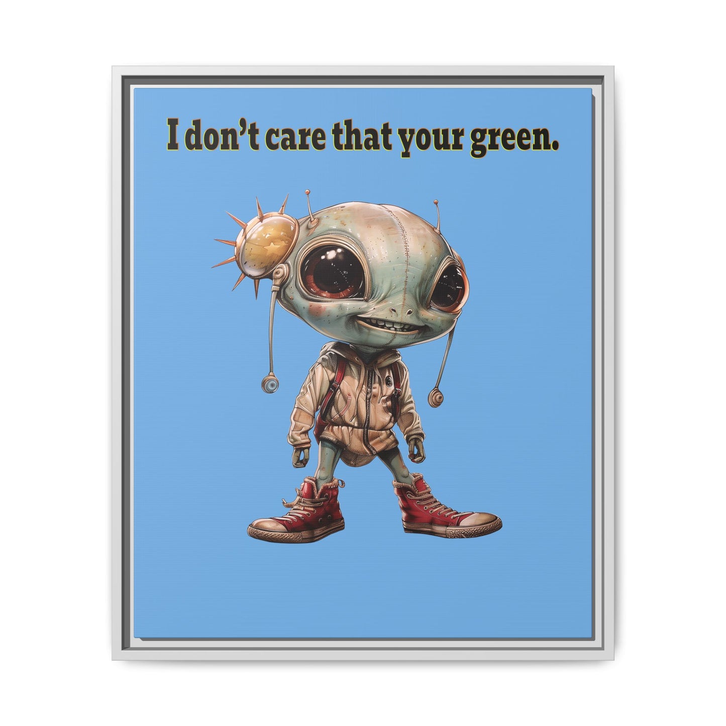 I don't care that your green - framed canvas art (light blue)