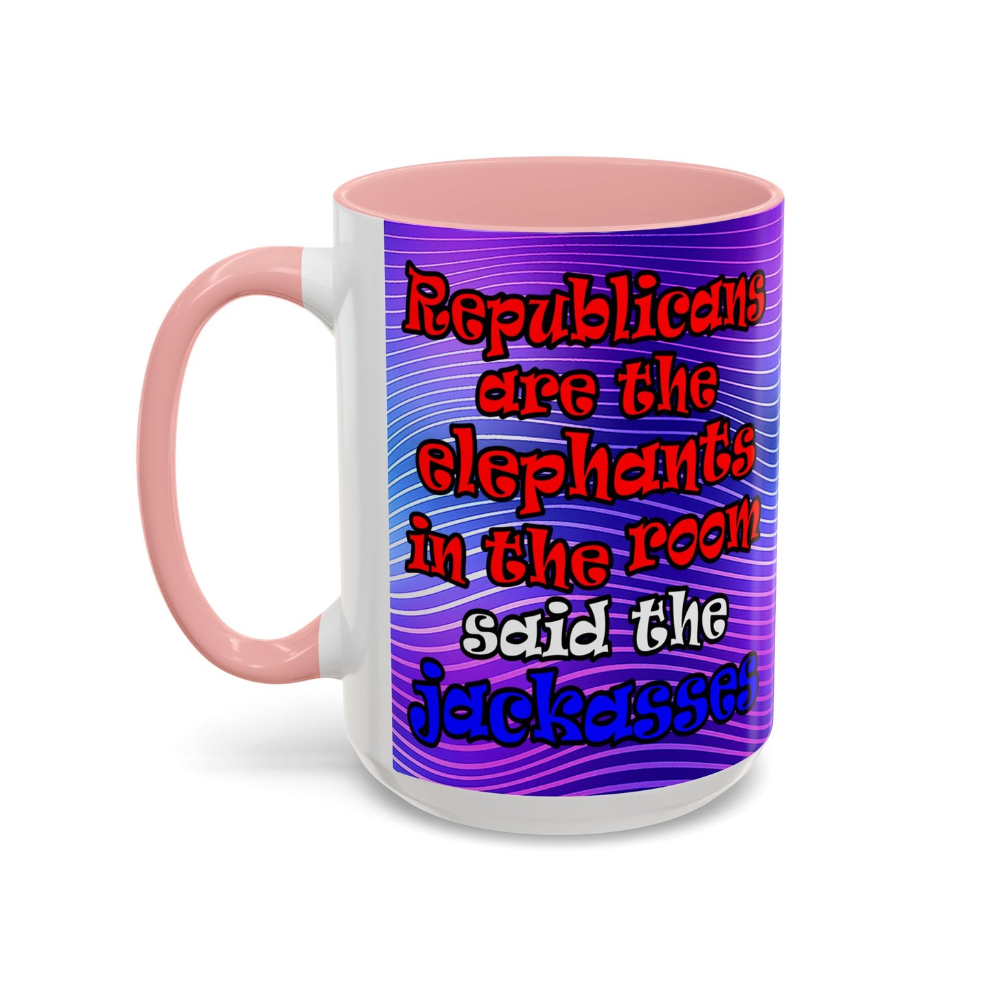 donkeys and elephants - Accent Mug (purple wave)