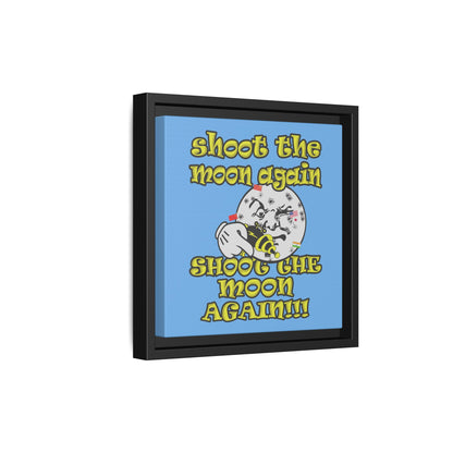 shoot the moon again - framed canvas art (light blue)