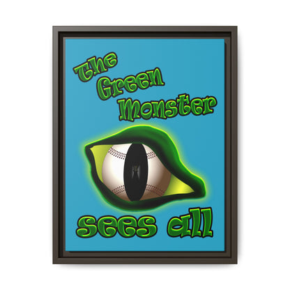 green monster - framed canvas art (turquoise)
