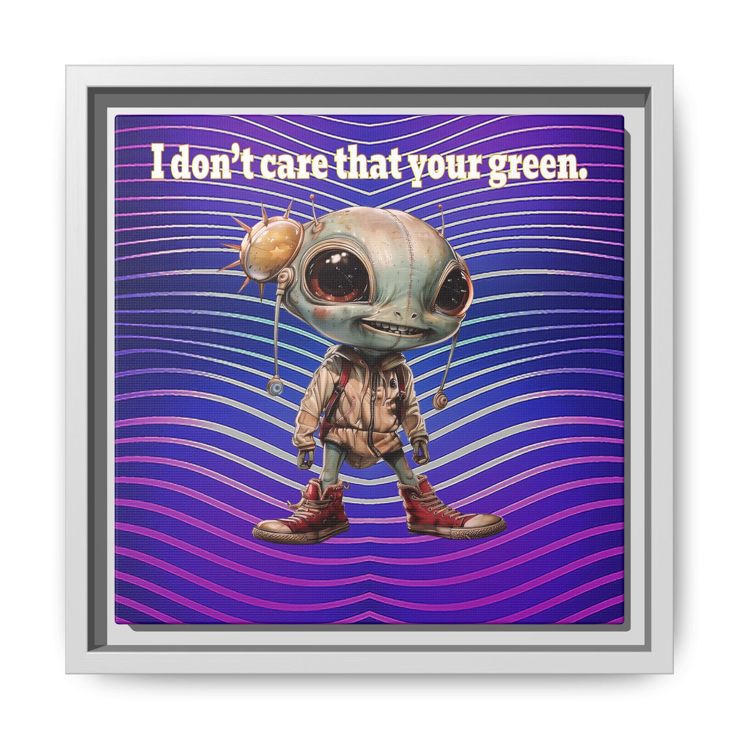 I don't care that your green - framed canvas art (purple wave)