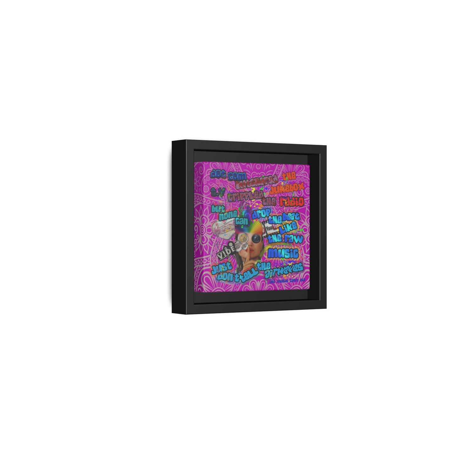 drop the beat - framed canvas art (pink swirl)