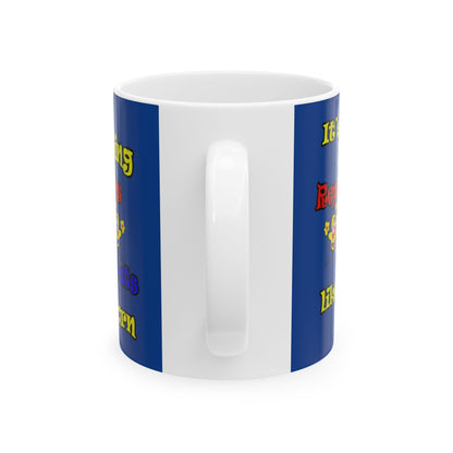 popping like popcorn - White Mug (dark blue)