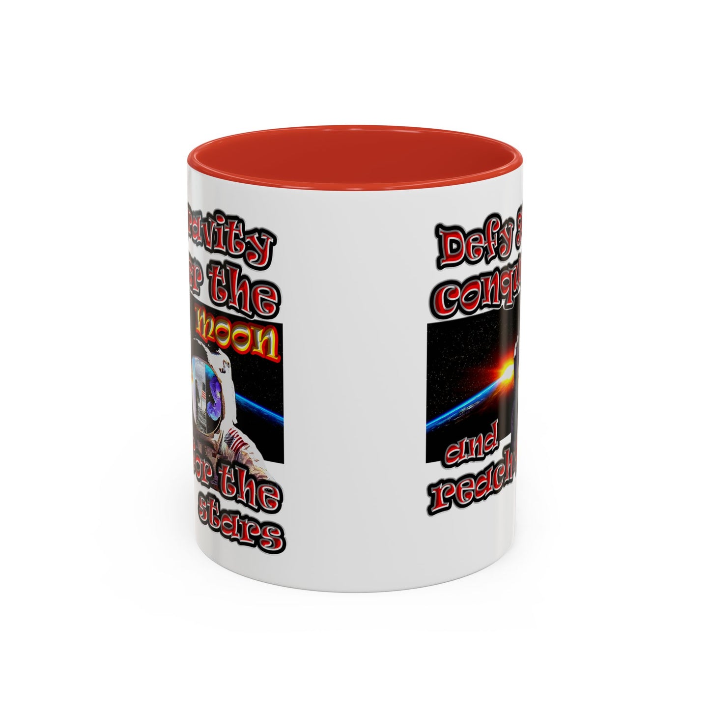 defy conquer reach - Accent Mug (white)
