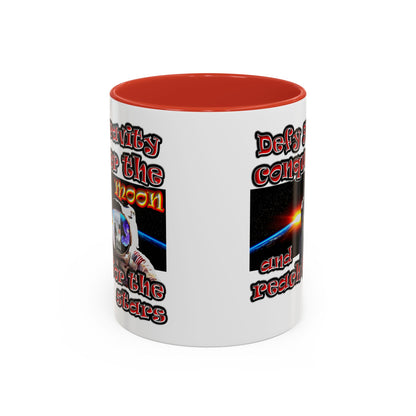 defy conquer reach - Accent Mug (white)