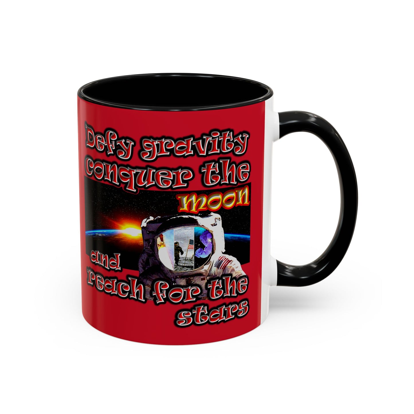 defy conquer reach - Accent Mug (dark red)