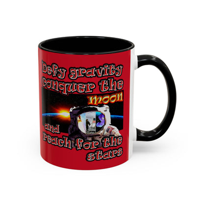 defy conquer reach - Accent Mug (dark red)