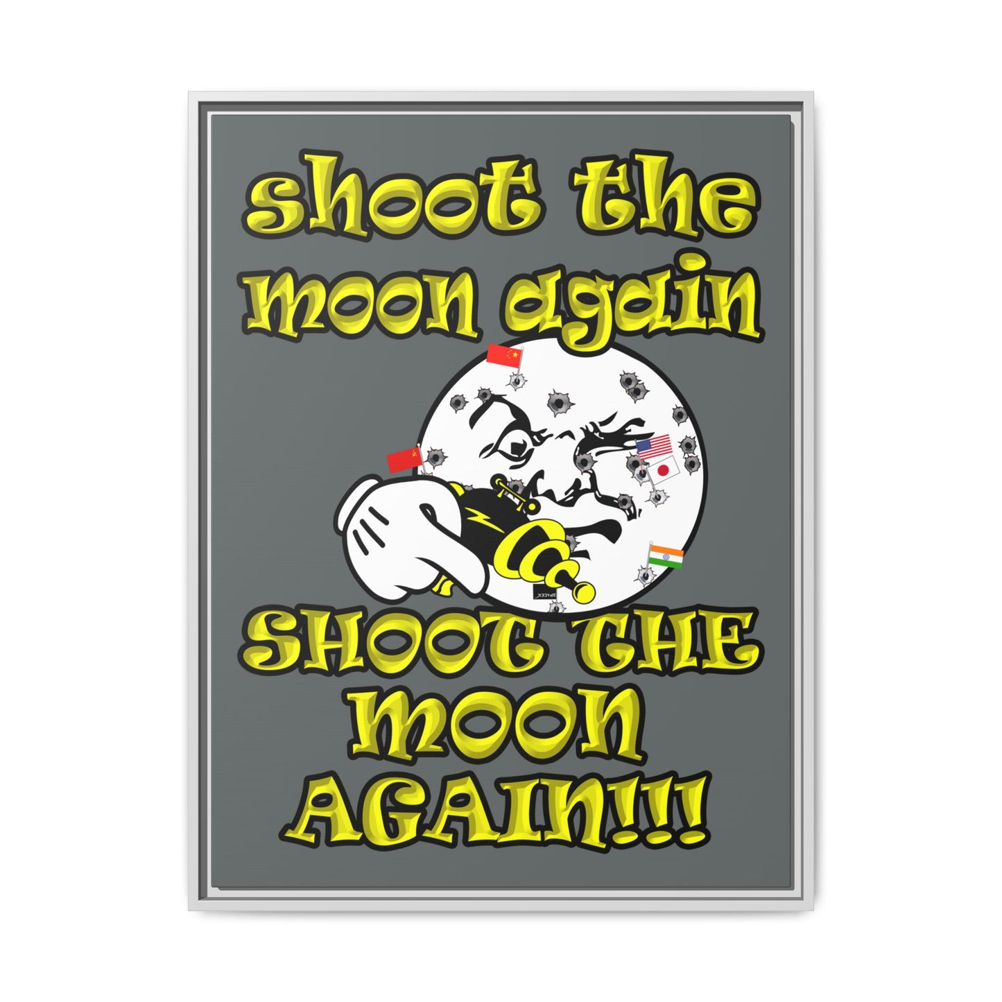 shoot the moon again - framed canvas art (dark grey)