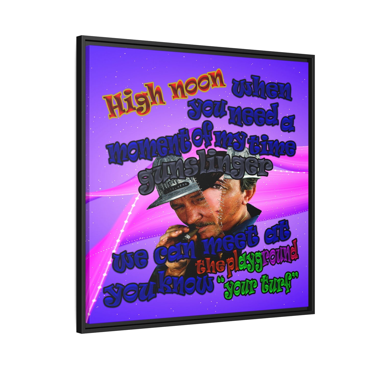 high noon - framed canvas art (purple-pink wave)