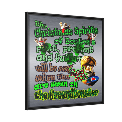 christmas spirits of boston - framed canvas art (brushed nickel)