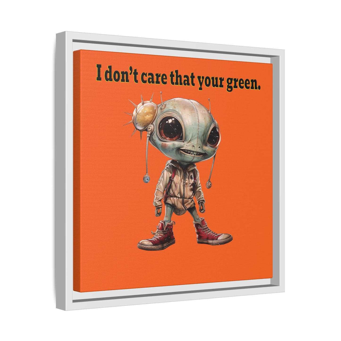 I don't care that your green - framed canvas art (orange)