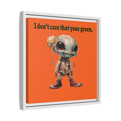 I don't care that your green - framed canvas art (orange)
