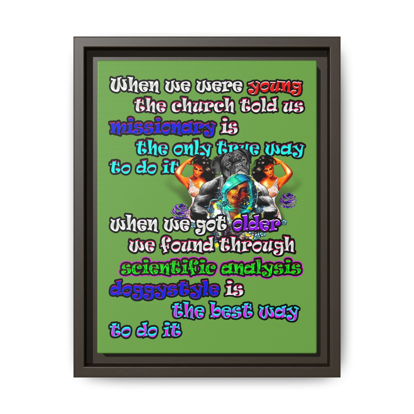 doggystyle - framed canvas art (green)