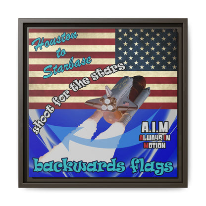 shoot for the stars - framed canvas art (blue-white wave)