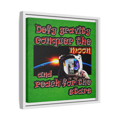 defy conquer reach - framed canvas art (green turf)