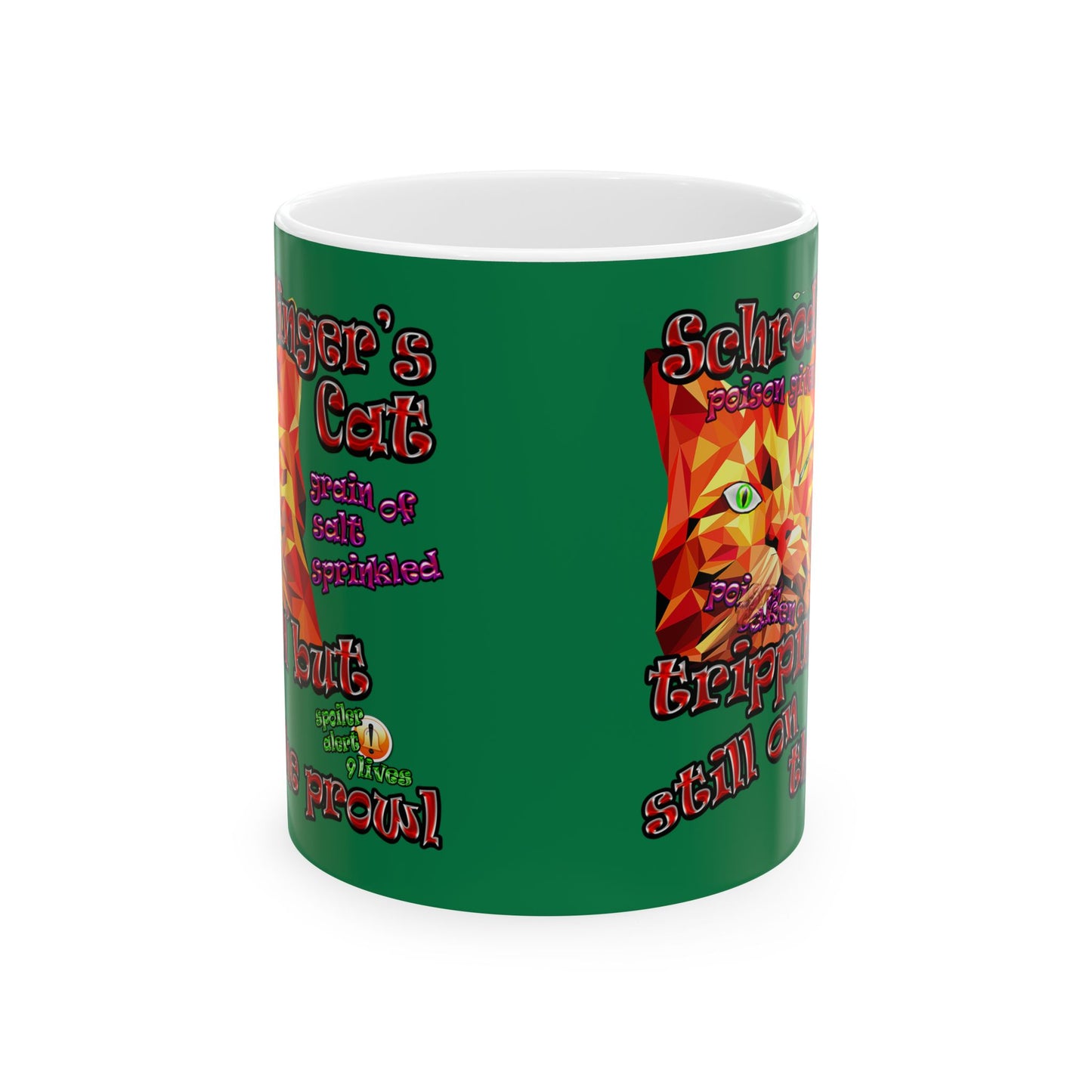 schrodinger's cat - White Mug (dark green)
