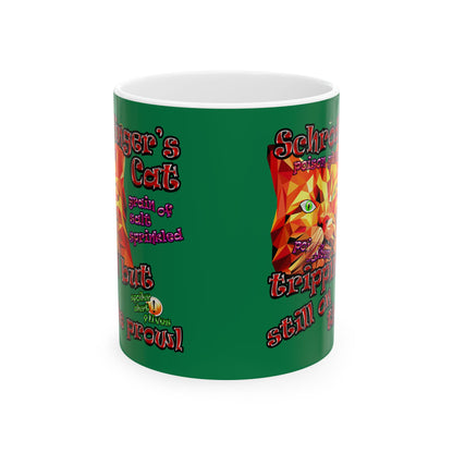 schrodinger's cat - White Mug (dark green)