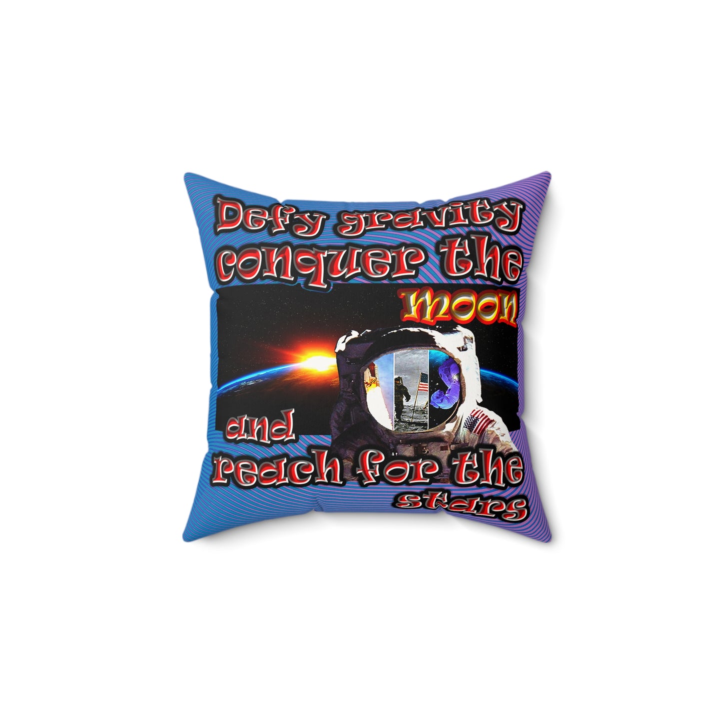 defy conquer reach - Faux Suede Square Pillow - (light blue-purple wave)