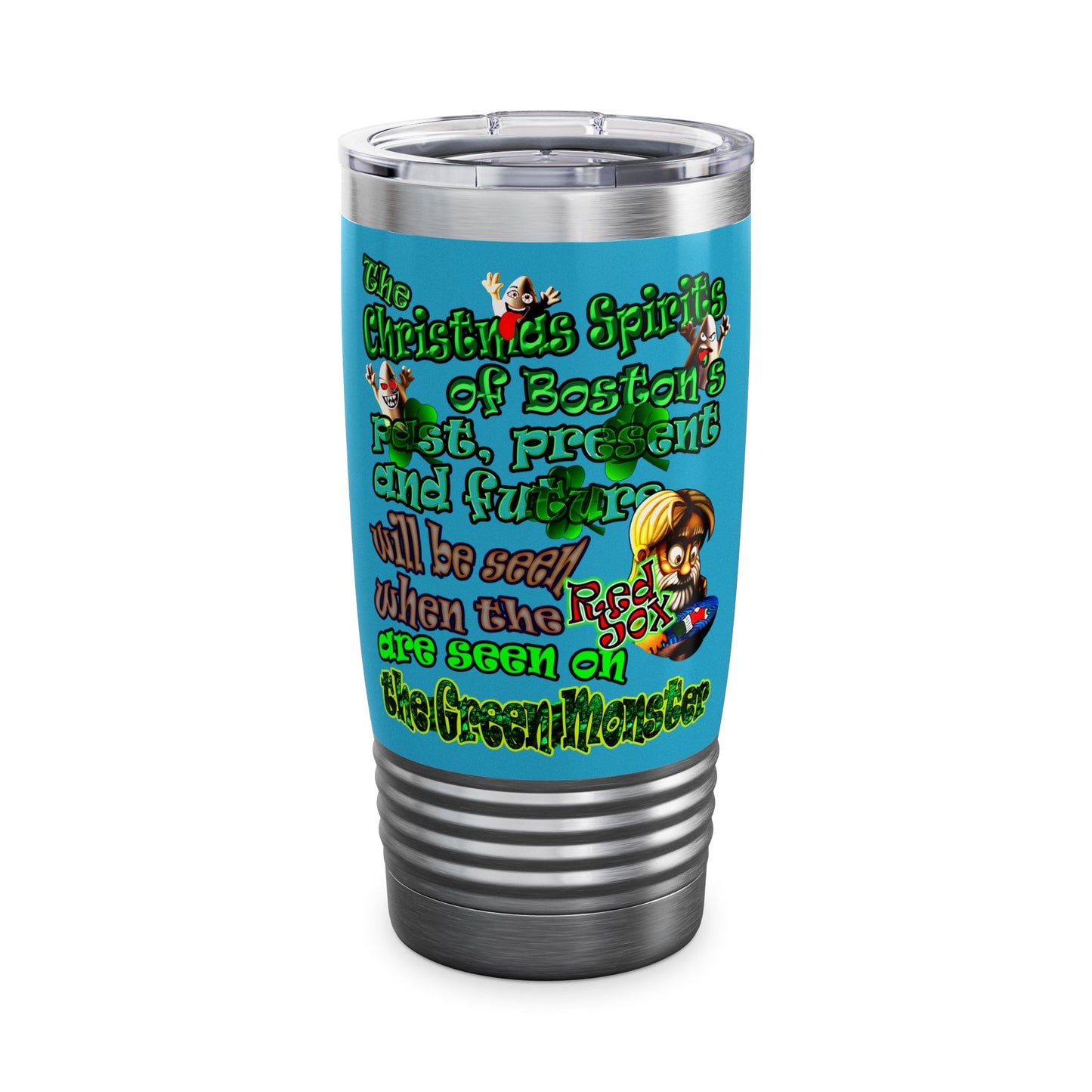 christmas spirits of boston - Ringneck Tumbler, 20oz (turquoise)