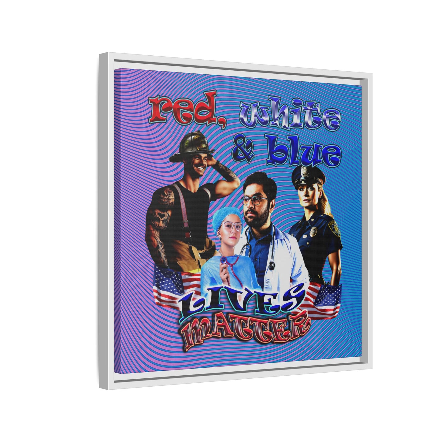 rw&b lives matter - framed canvas art (light blue-purple wave)