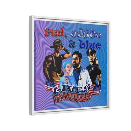 rw&b lives matter - framed canvas art (light blue-purple wave)