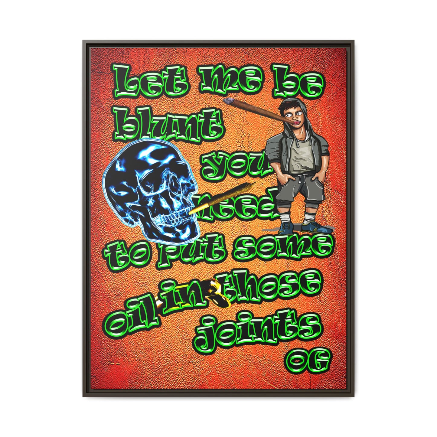 og - framed canvas art (burnt orange)