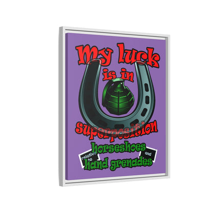 my luck - framed canvas art (light purple)