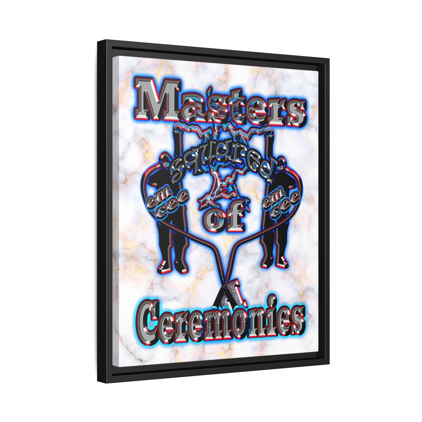em cee squared - framed canvas art (white marble)