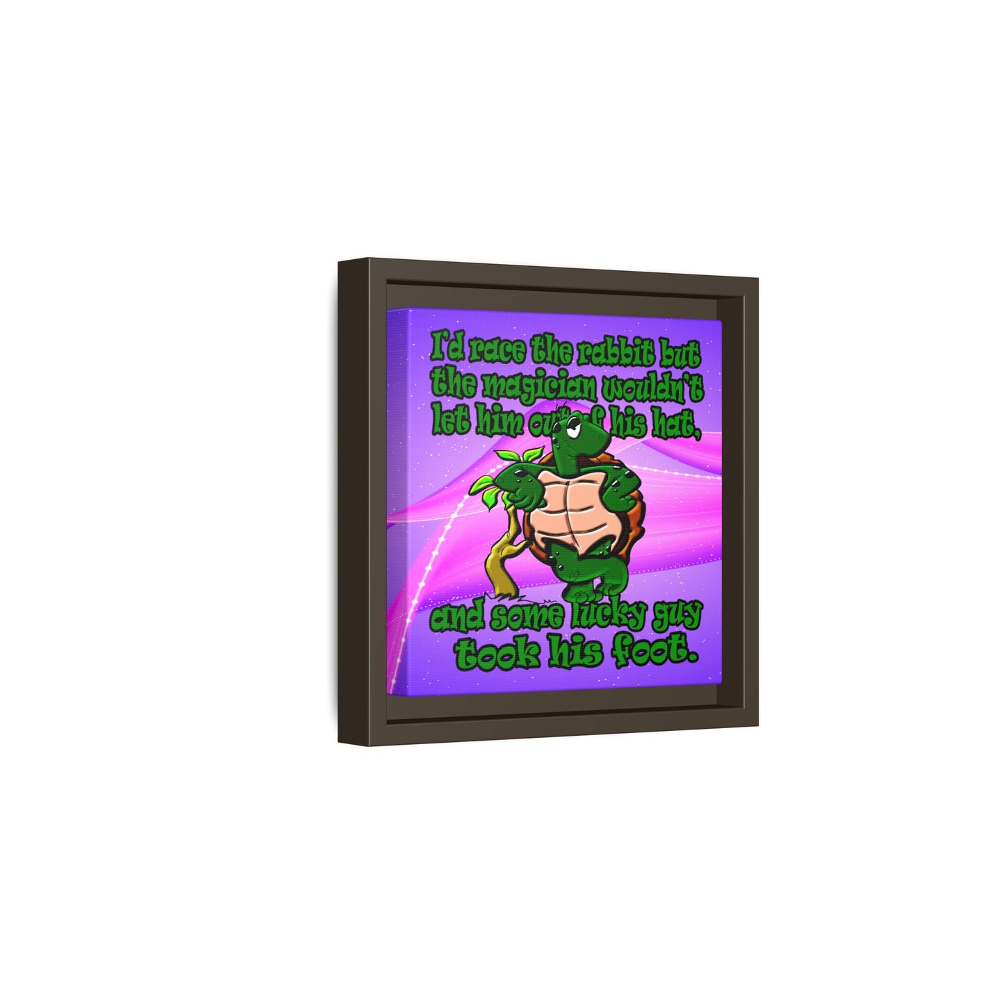 turtle race - framed canvas art (purple-pink wave)