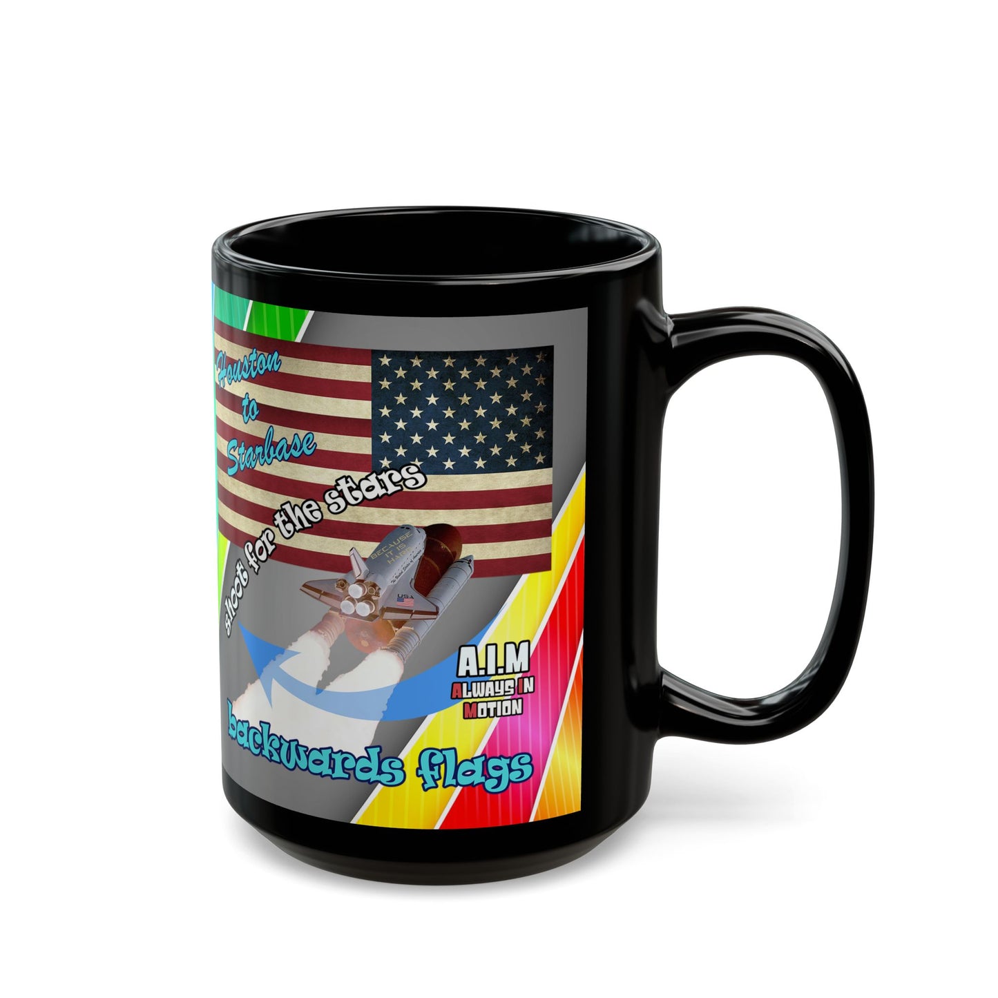 shoot for the stars - Black Mug (rainbow split)