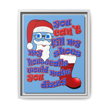 santa's shoes - framed canvas art (light blue)