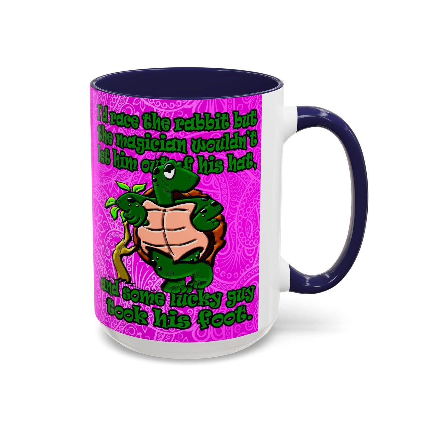 turtle race - Accent Mug (pink swirl)