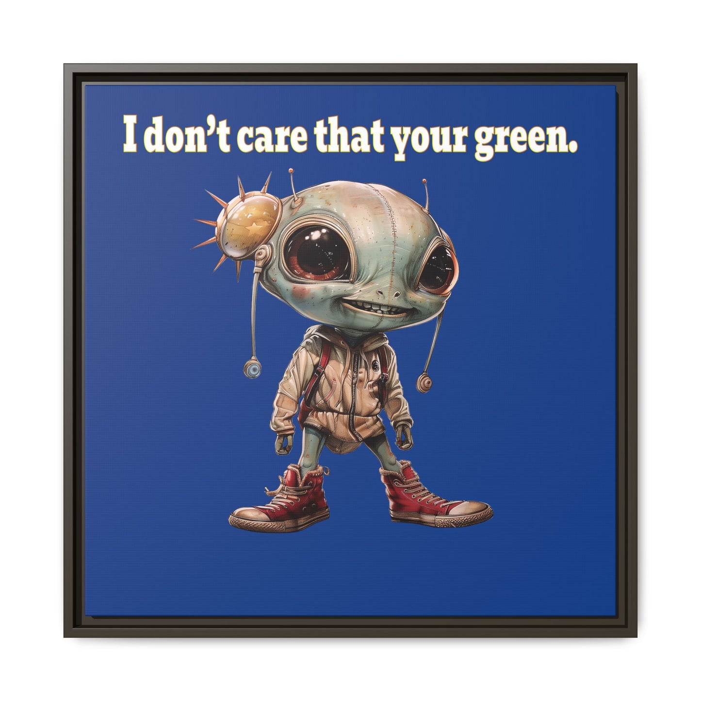 I don't care that your green - framed canvas art (dark blue)