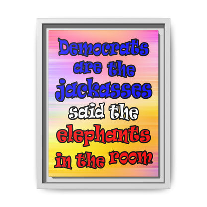 donkeys and elephants - framed canvas art (color blur)