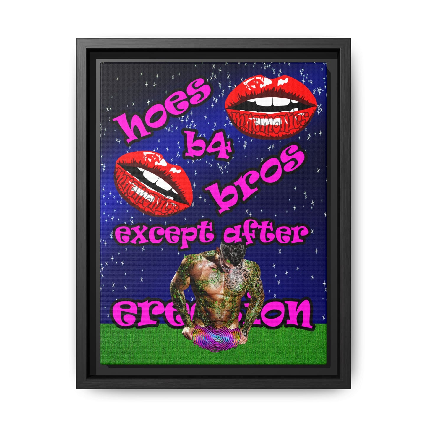hoes b4 bros - framed canvas art ('snoops' background)